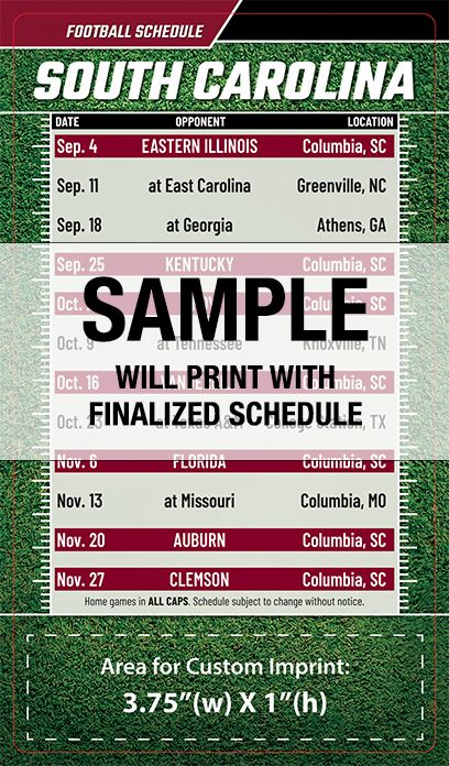 ReaMark Products: South Carolina Full Magnet Football Schedule